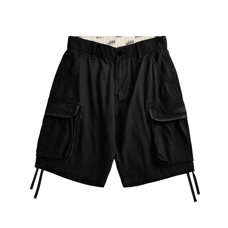 美式工裝褲子男寬鬆直筒休閒短褲男夏季ins潮流2023年新款五分褲