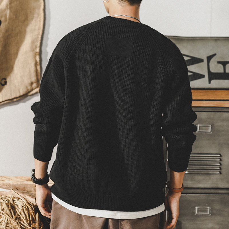美式重磅經典編織復古毛衣男冬季加厚2022年新款寬鬆大碼針織衫男