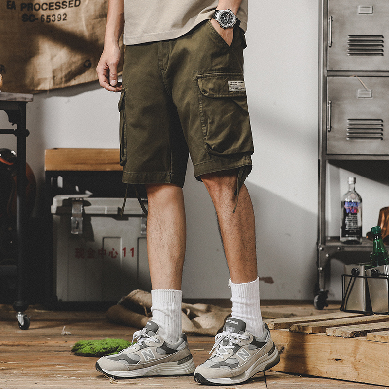 美式工裝褲子男寬鬆直筒休閒短褲男夏季ins潮流2023年新款五分褲
