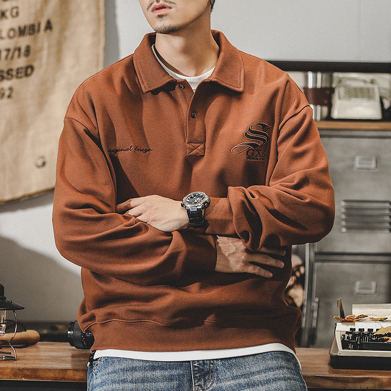 杰雷諾美式320g重磅加絨衛衣男冬季翻領ins潮牌寬鬆大碼POLO衫男