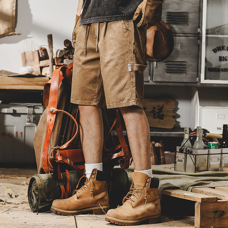 美式重磅復古工裝短褲男夏季ins潮流寬鬆直筒潮牌大碼休閒五分褲