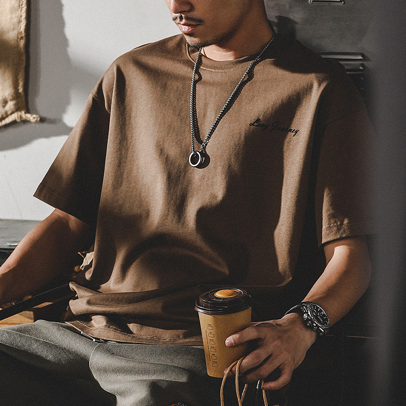 美式280g重磅T恤男短袖純棉男士夏季潮牌ins寬鬆大碼男裝半袖體恤