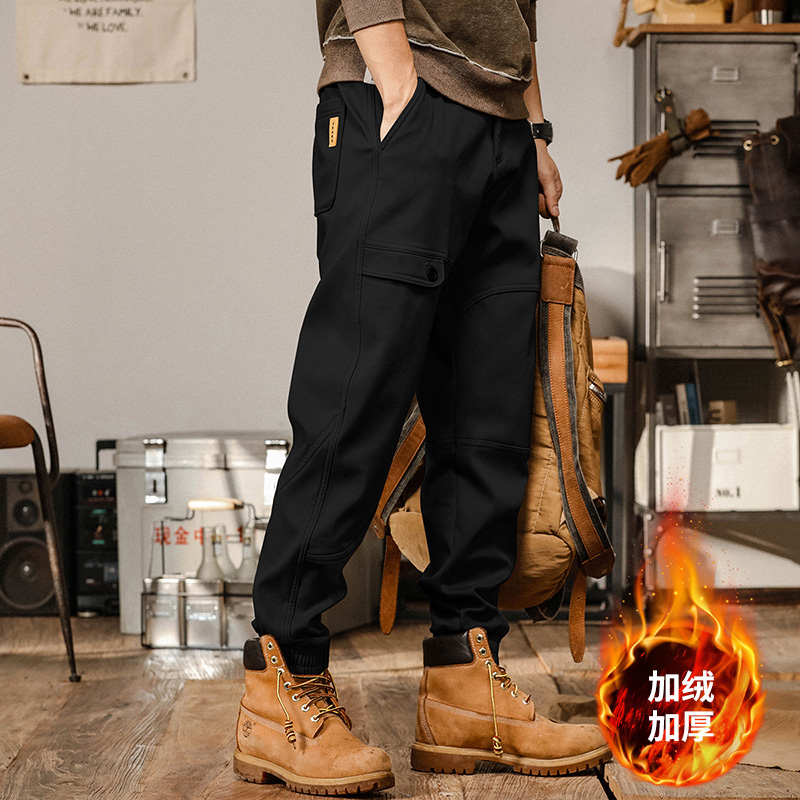 美式工裝褲子男春季寬鬆直筒黑色男士休閒褲春秋款大碼闊腿哈倫褲