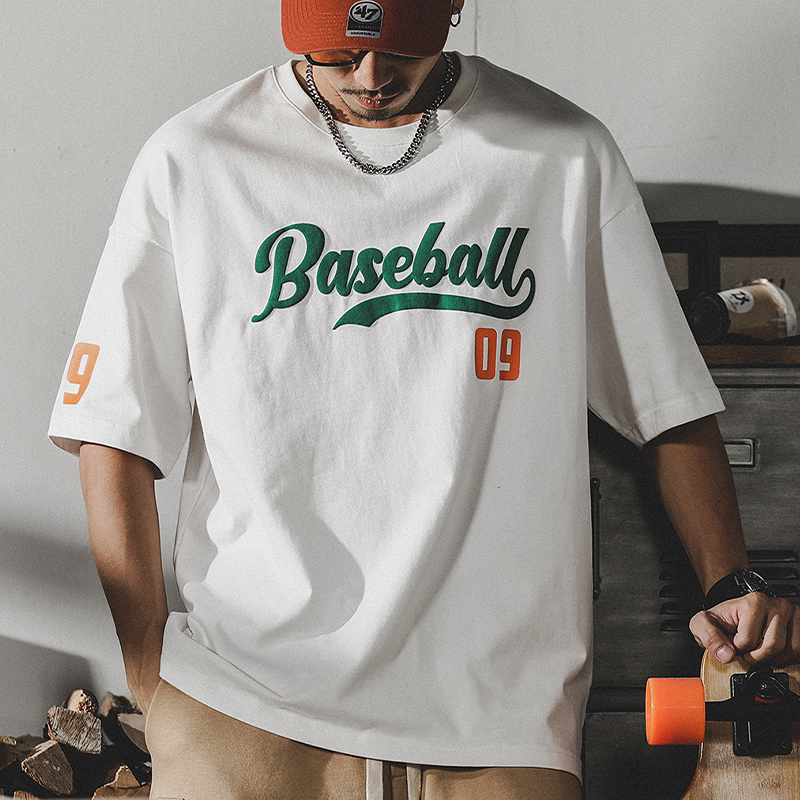 美式250g重磅純棉短袖T恤男夏季2023年新款潮牌休閒寬鬆大碼上衣