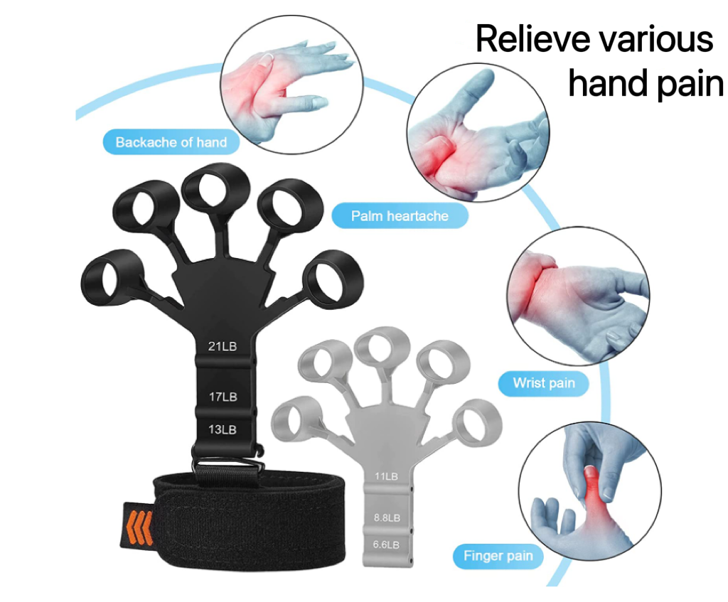 Hand Grip Strengthener, Adjustable Hand Exerciser and Finger Stretcher, Hand Grips for Strength Training, Hand Therapy and Recovery, Relieve Pain for Arthritis and Carpal Tunnel