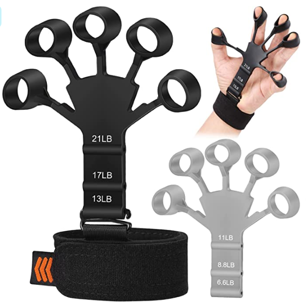 Hand Grip Strengthener, Adjustable Hand Exerciser and Finger Stretcher, Hand Grips for Strength Training, Hand Therapy and Recovery, Relieve Pain for Arthritis and Carpal Tunnel