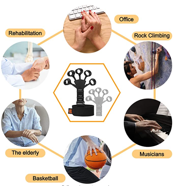 Hand Grip Strengthener, Adjustable Hand Exerciser and Finger Stretcher, Hand Grips for Strength Training, Hand Therapy and Recovery, Relieve Pain for Arthritis and Carpal Tunnel
