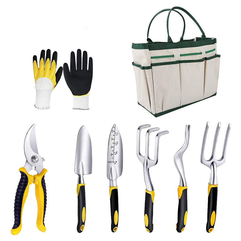 8 PCS Heavy Duty Gardening Tool Set Shovel Hand Rake Fork Transplanting Digging Tools