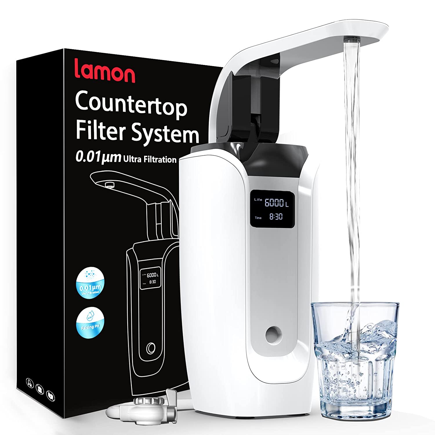 Lamon LW-03 Countertop Water Filter System：6-Stage Countertop ultrafiltration Alkaline Faucet Water Filter