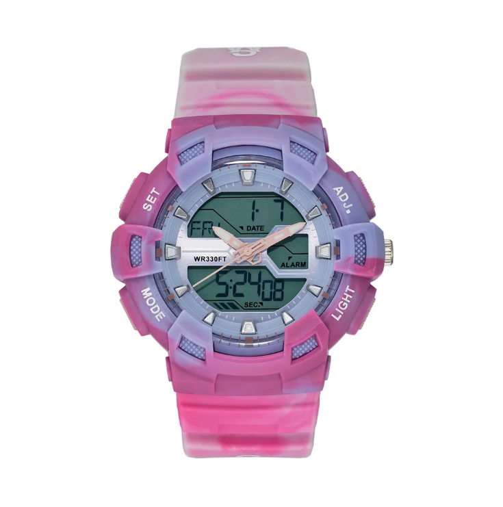 OVERSIZED SPORT WATCH TIE DYE PINK