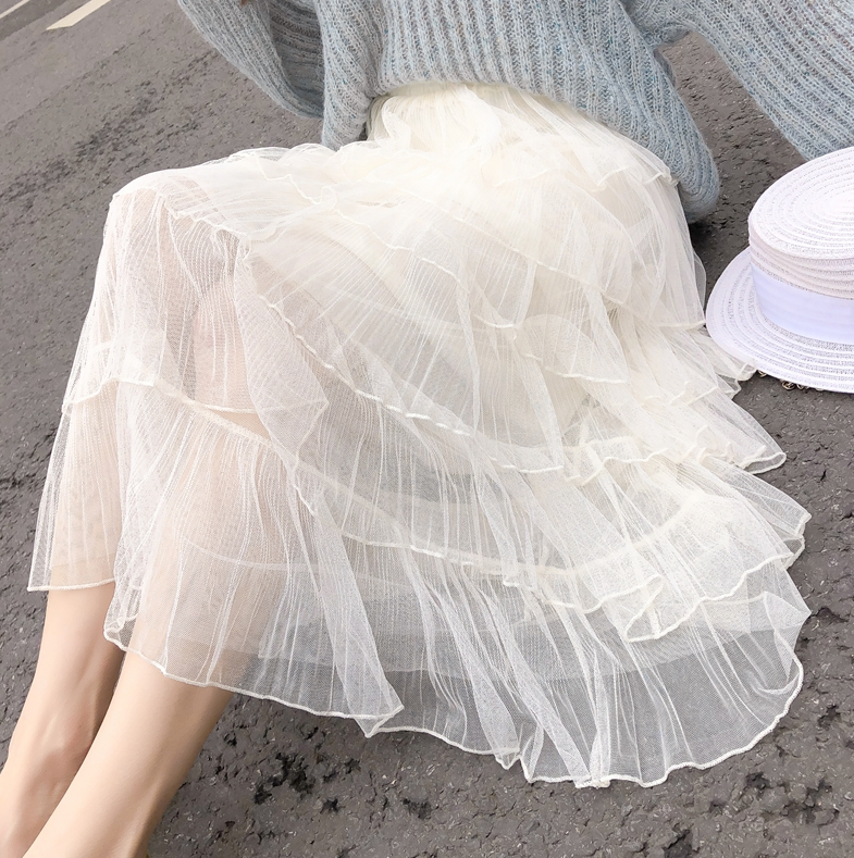 white pleated tulle skirt