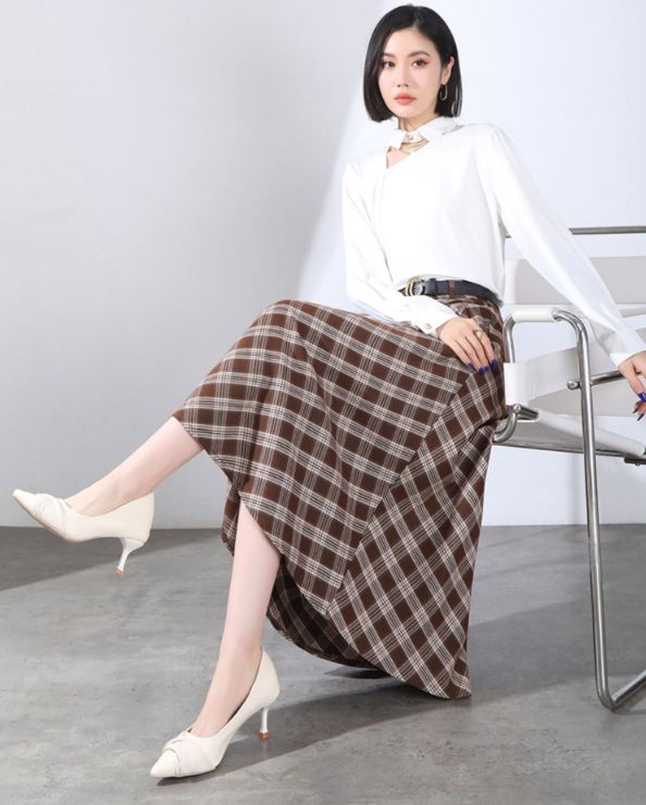 Irregular Plaid skirt