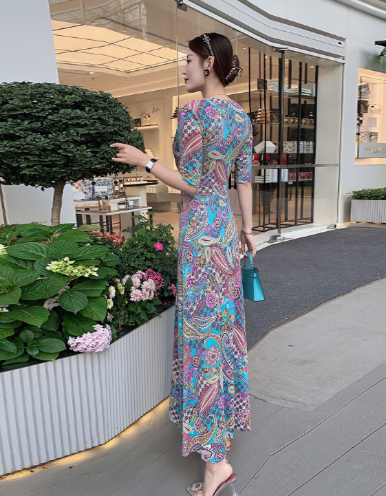 Printed Beaded Dress