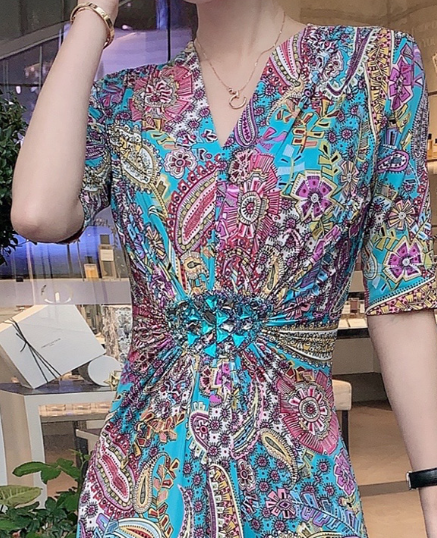 Printed Beaded Dress