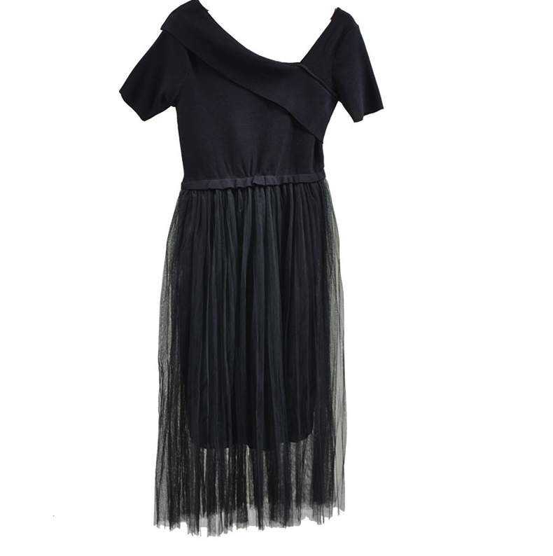 Summer knit stitching mesh dress