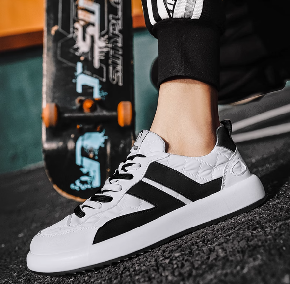 White/Black Breathable Sneakers