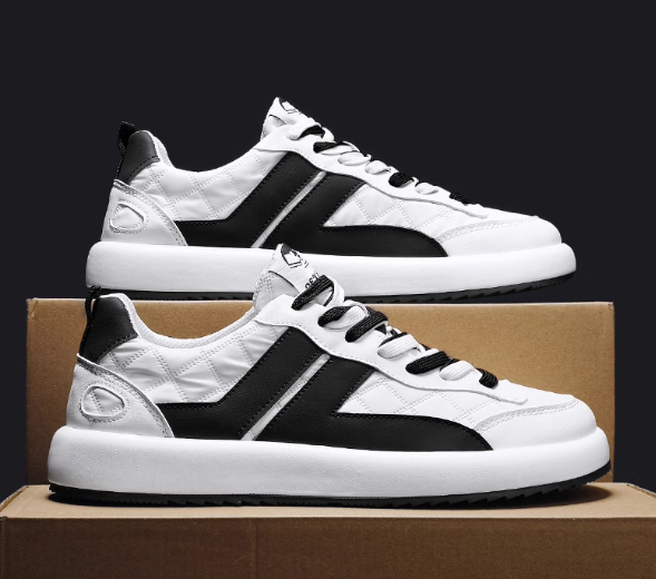 White/Black Breathable Sneakers