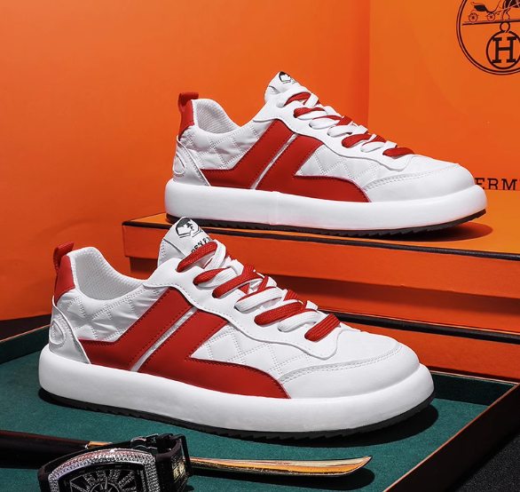 White/Red Breathable Sneakers