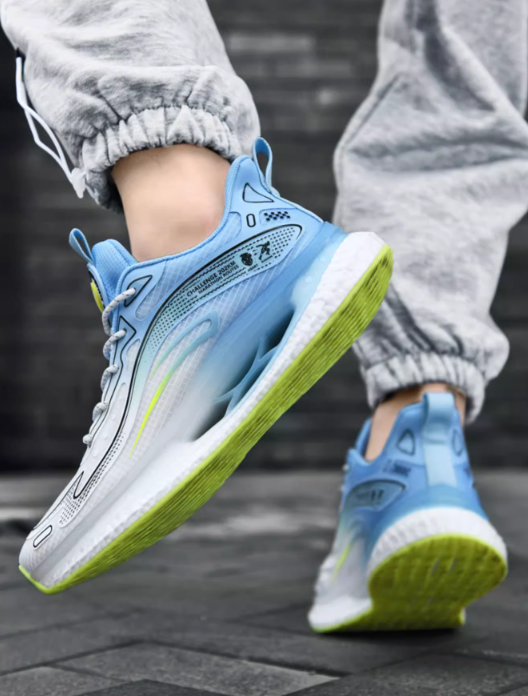 White/Blue Breathable Sneakers