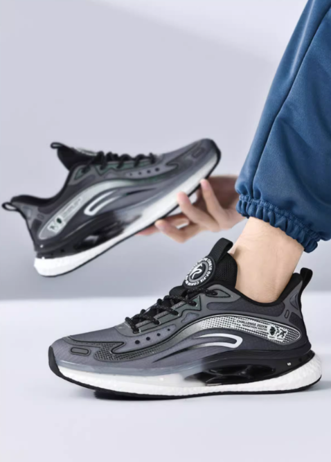 Black/Gray Breathable Sneakers