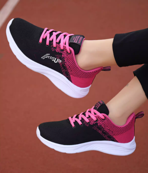 Ruby Pink Thin Shock Absorbing Sneakers