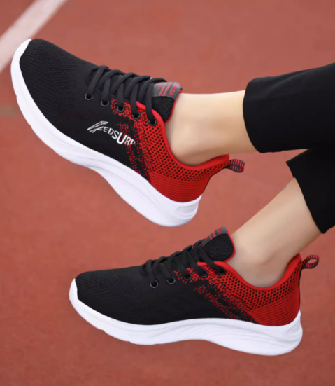 Fire Brick Red Thin Shock Absorbing Sneakers