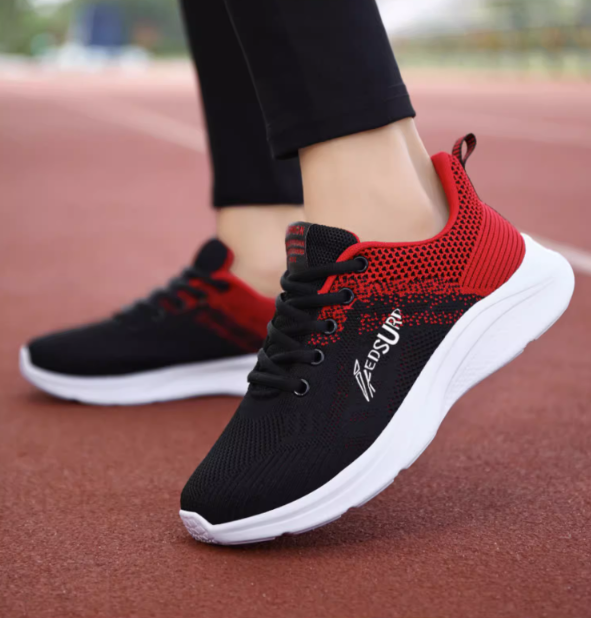 Fire Brick Red Thin Shock Absorbing Sneakers