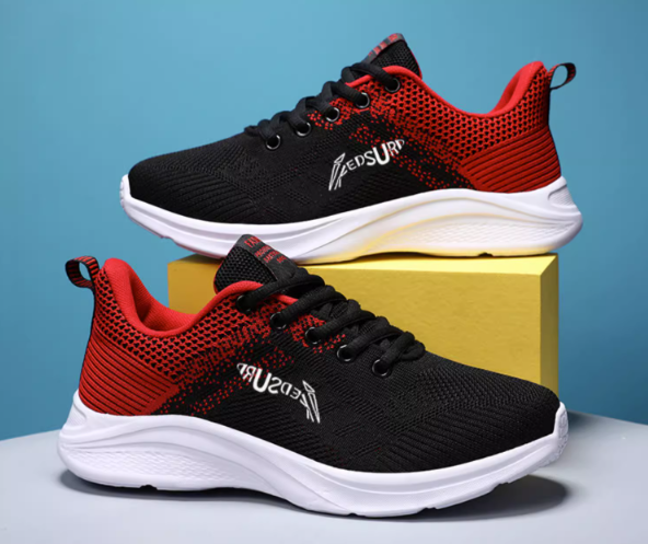 Fire Brick Red Thin Shock Absorbing Sneakers