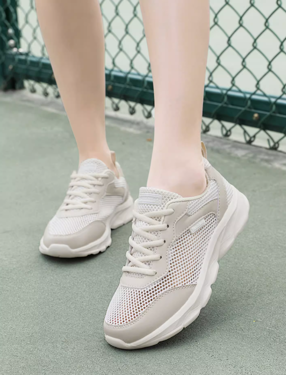 Cream Shock Absorbing Sneakers