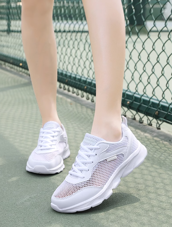 Ladies White Shock Absorbing Sneakers