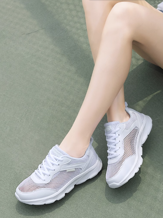 Ladies White Shock Absorbing Sneakers
