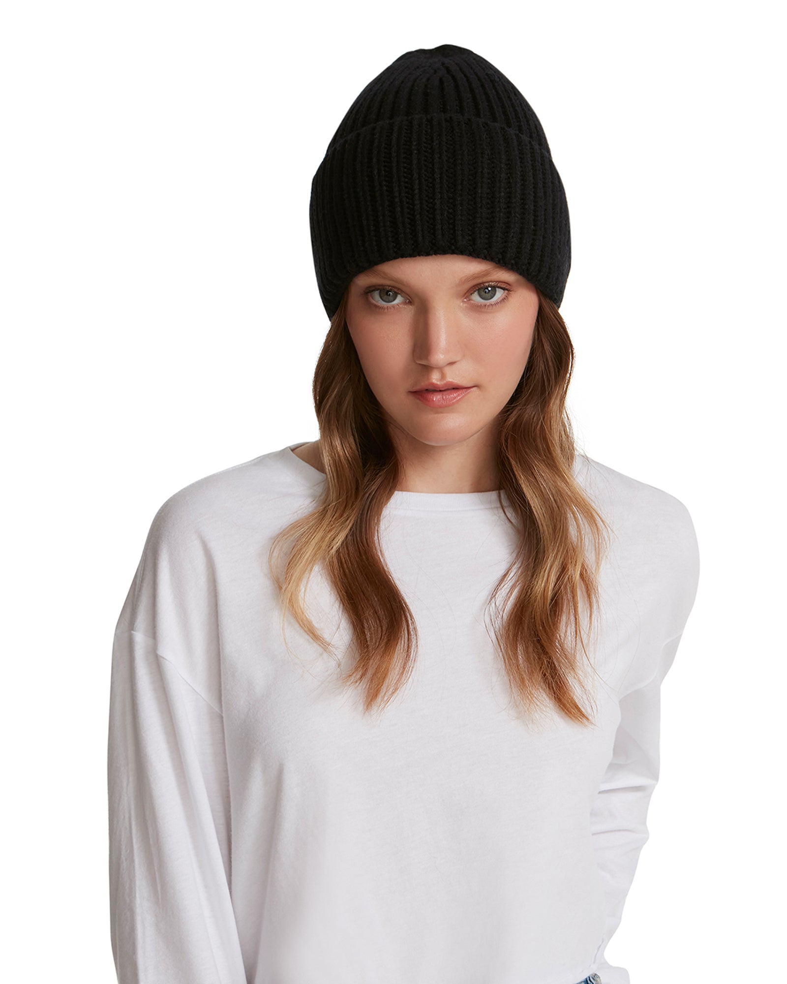 RIBBED WIDE CUFF BEANIE BLACK