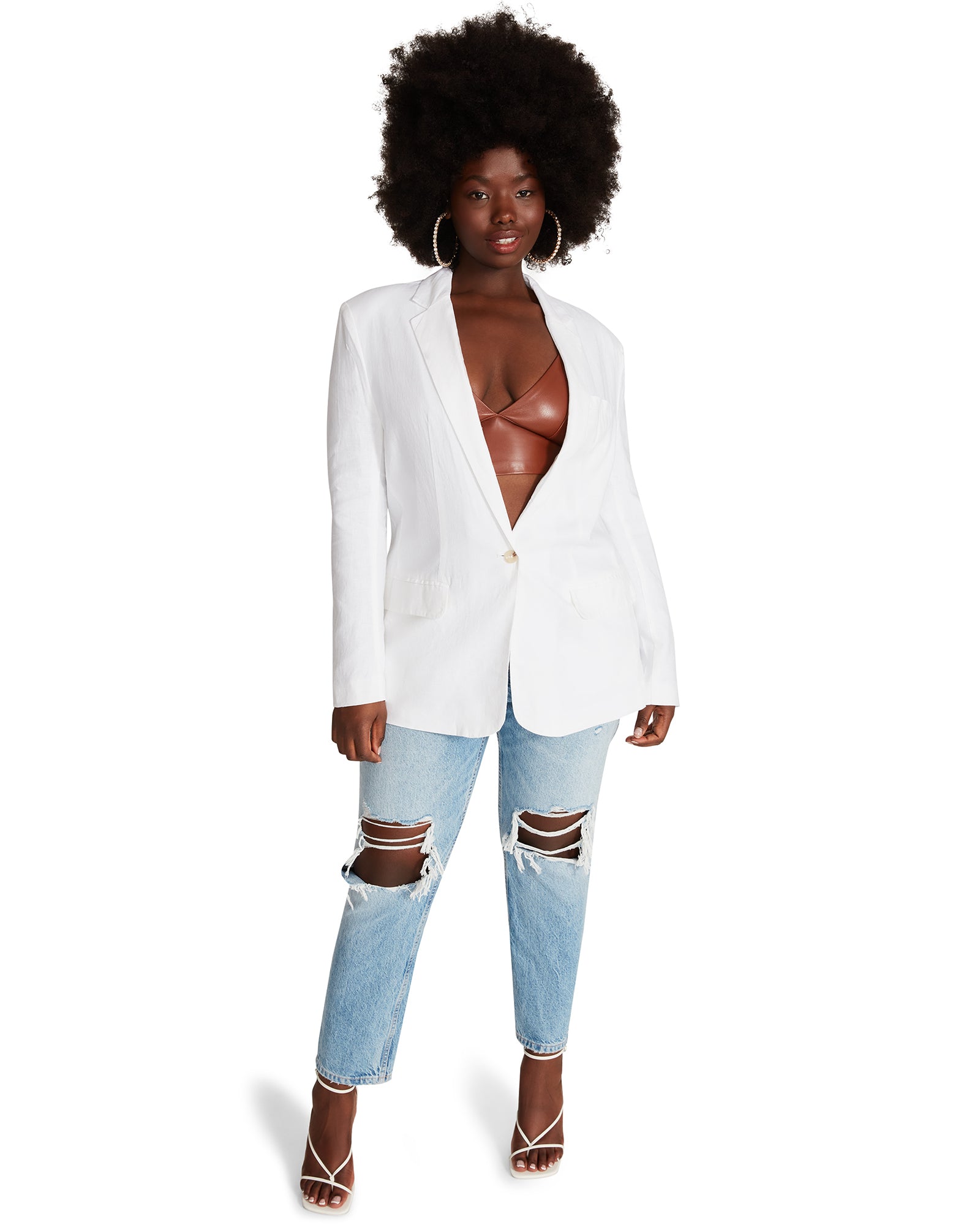 LINEN ON THE EDGE BLAZER WHITE