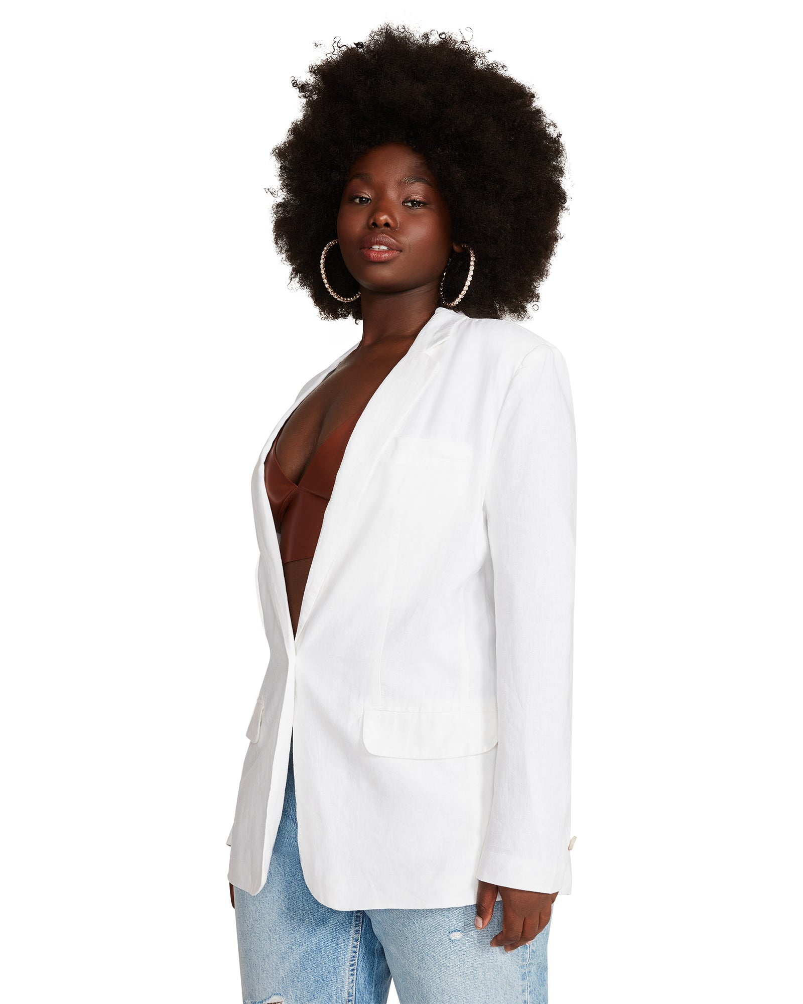 LINEN ON THE EDGE BLAZER WHITE
