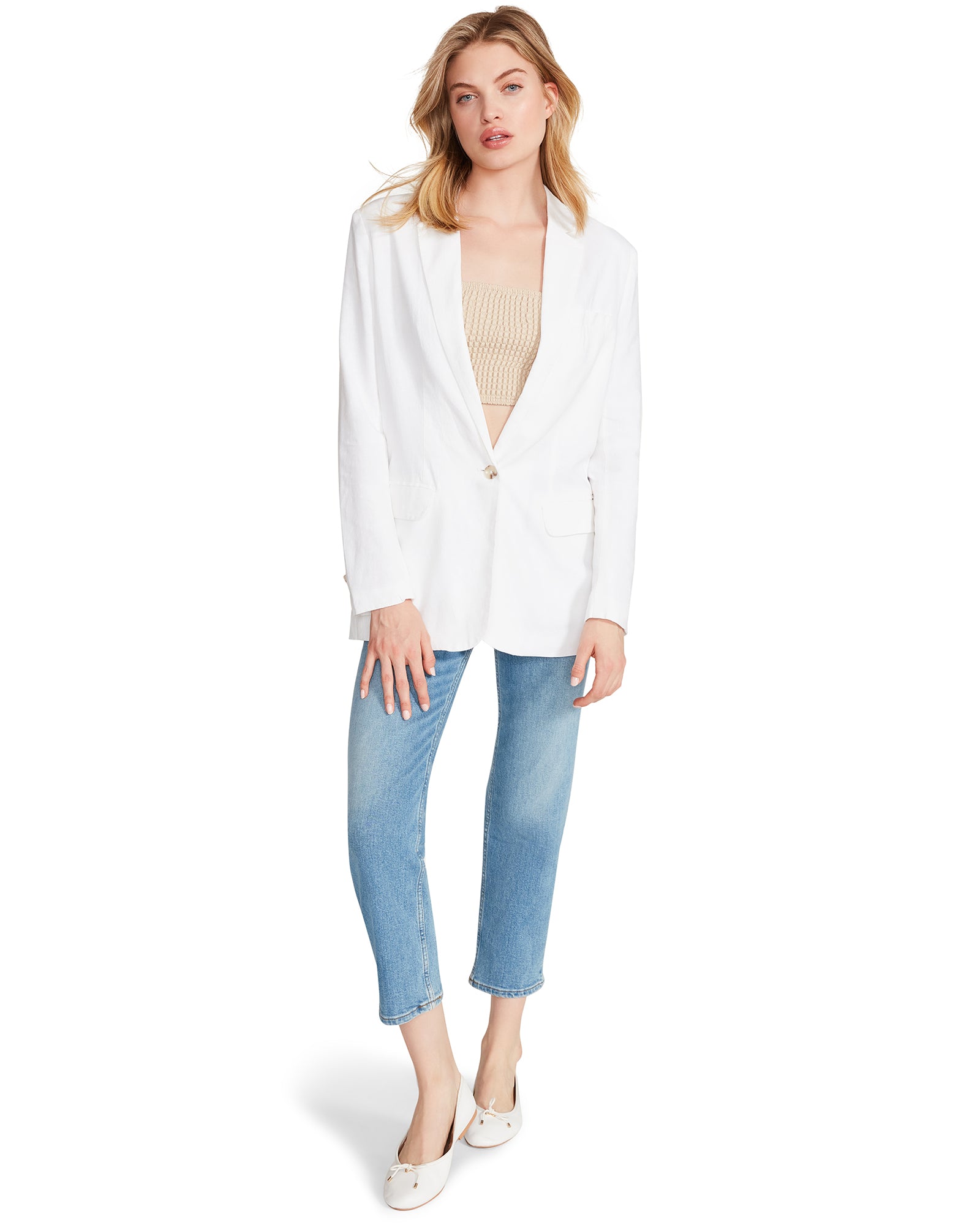 LINEN ON THE EDGE BLAZER WHITE