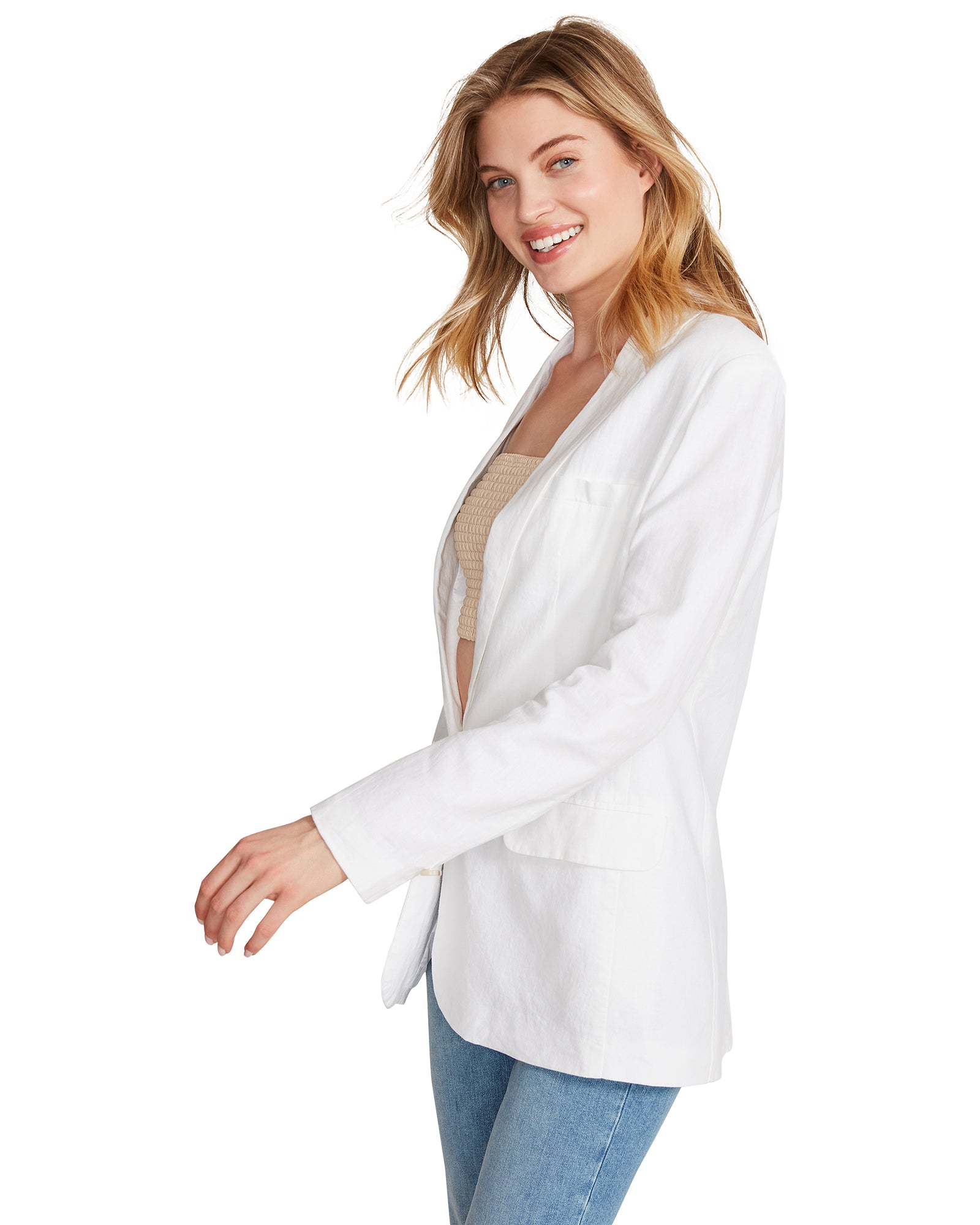 LINEN ON THE EDGE BLAZER WHITE