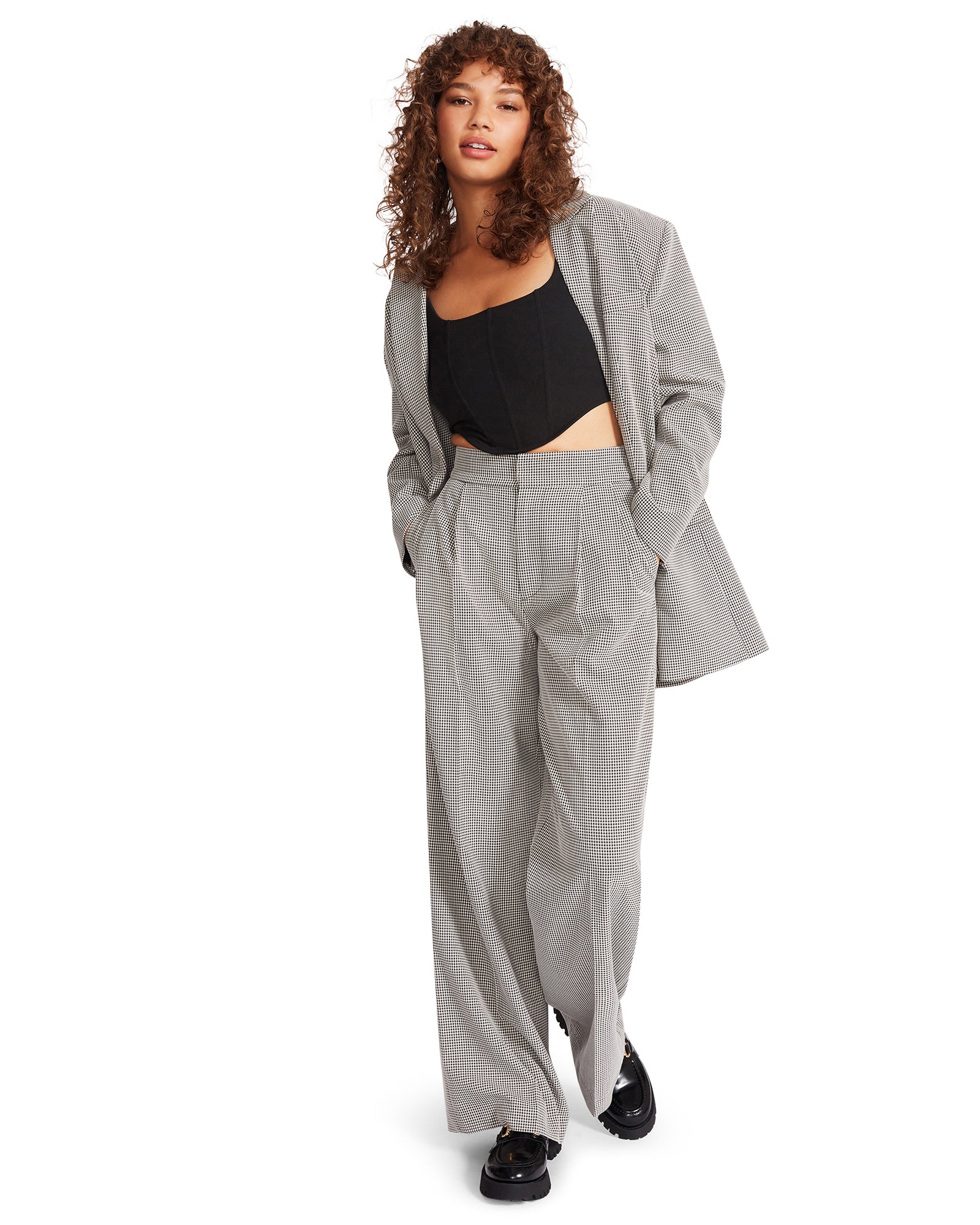 ISABELLA PLAID BLAZER BLACK