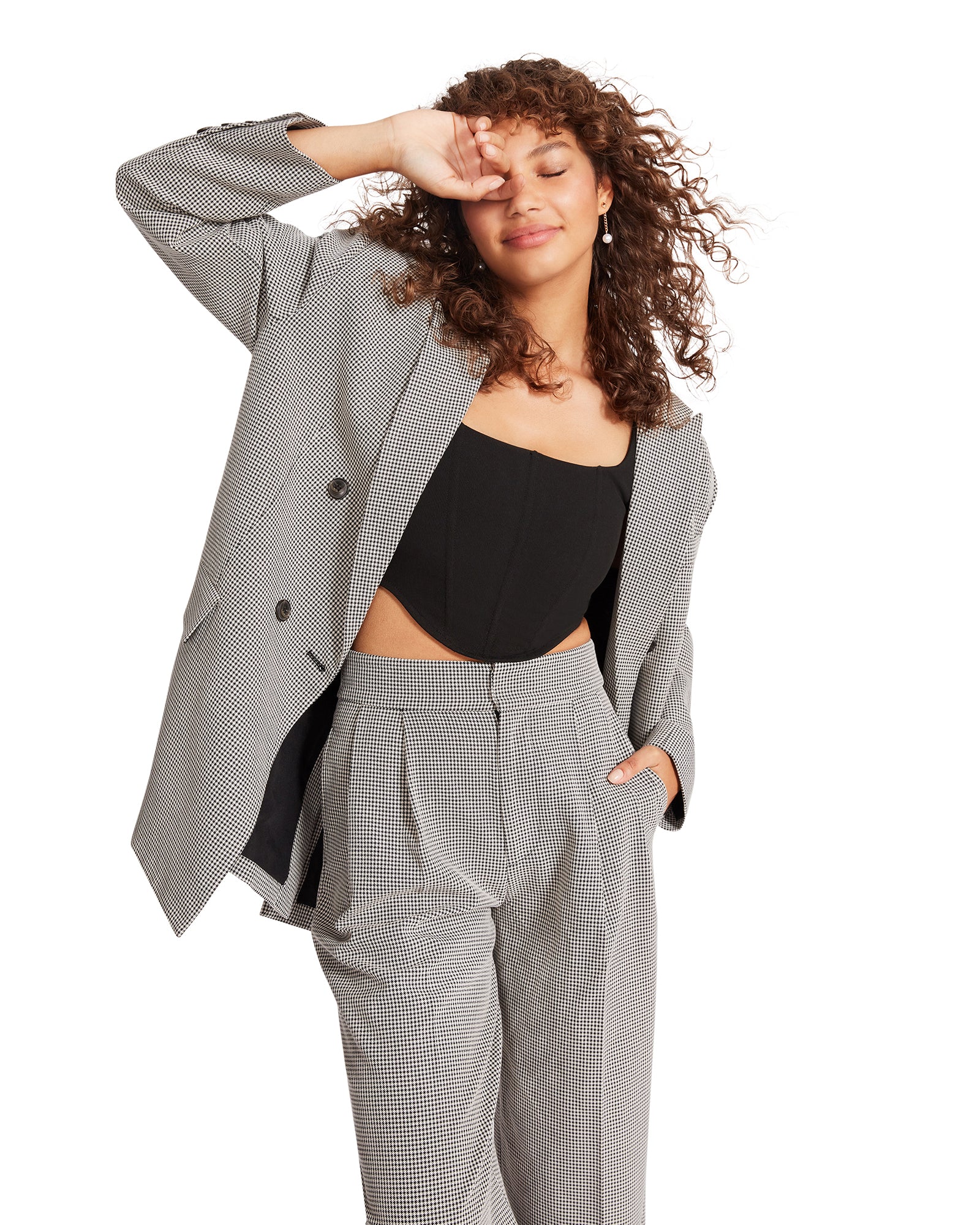 ISABELLA PLAID BLAZER BLACK