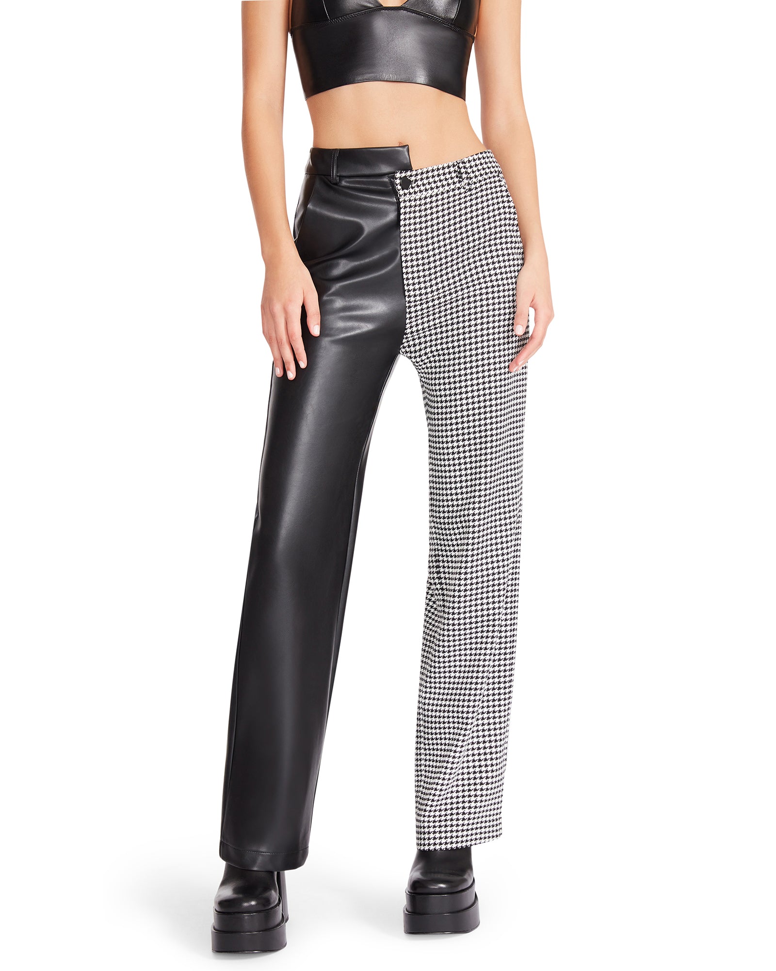 MACKENZIE HOUNDSTOOTH PANT WHITE