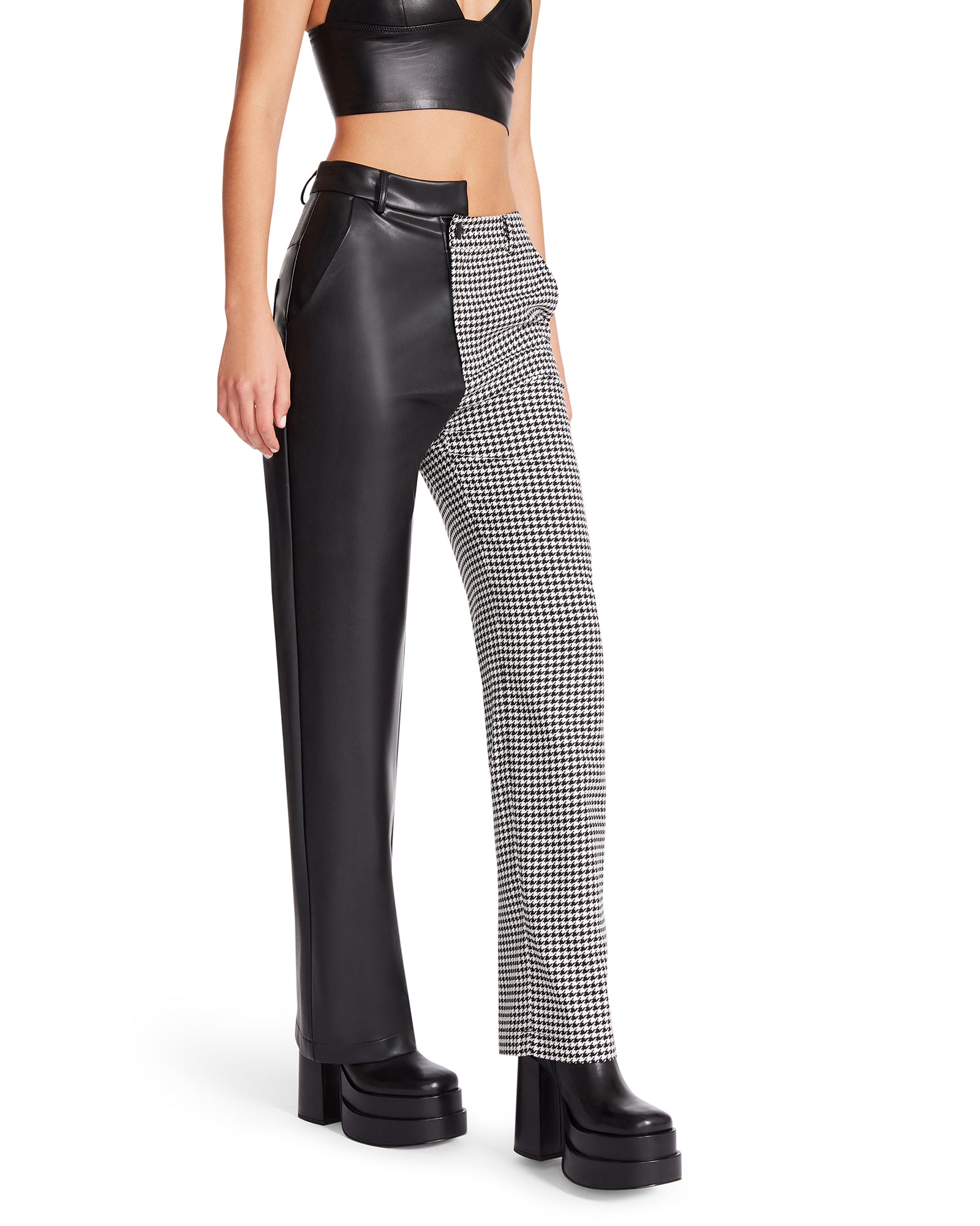 MACKENZIE HOUNDSTOOTH PANT WHITE