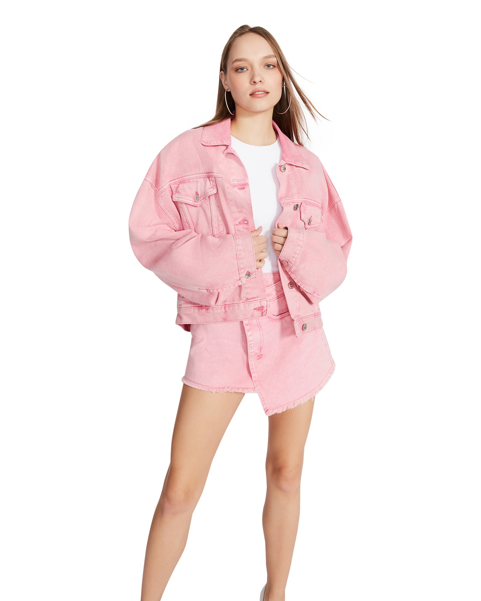 SIENNA DENIM JACKET HOT PINK