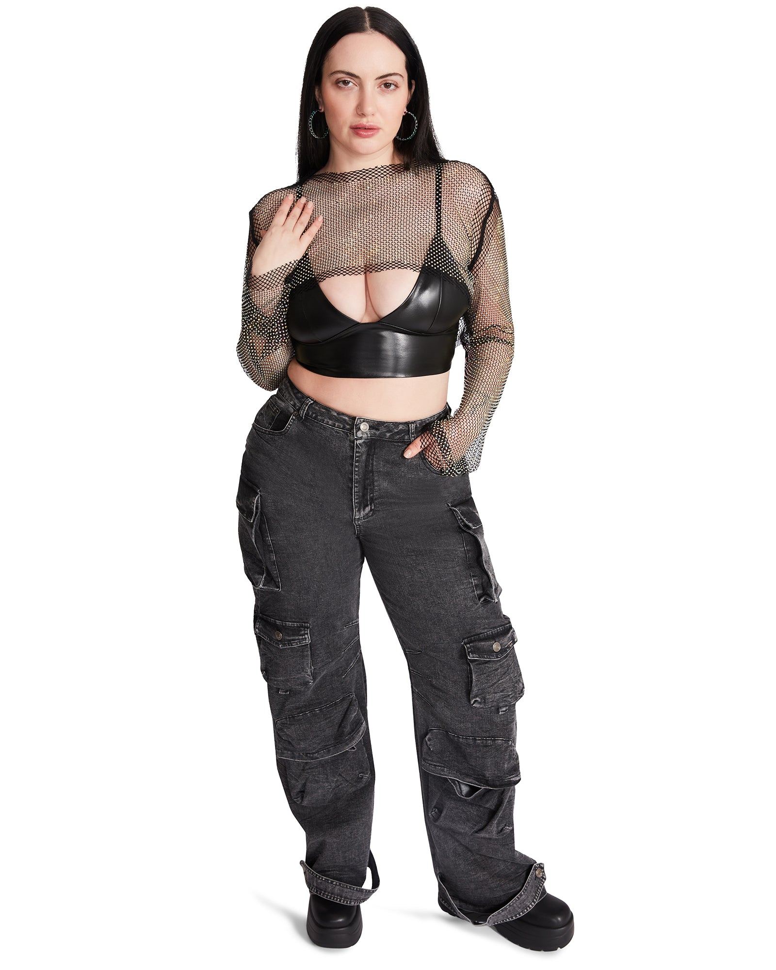 MESH RHINESTONE BOLERO BLACK