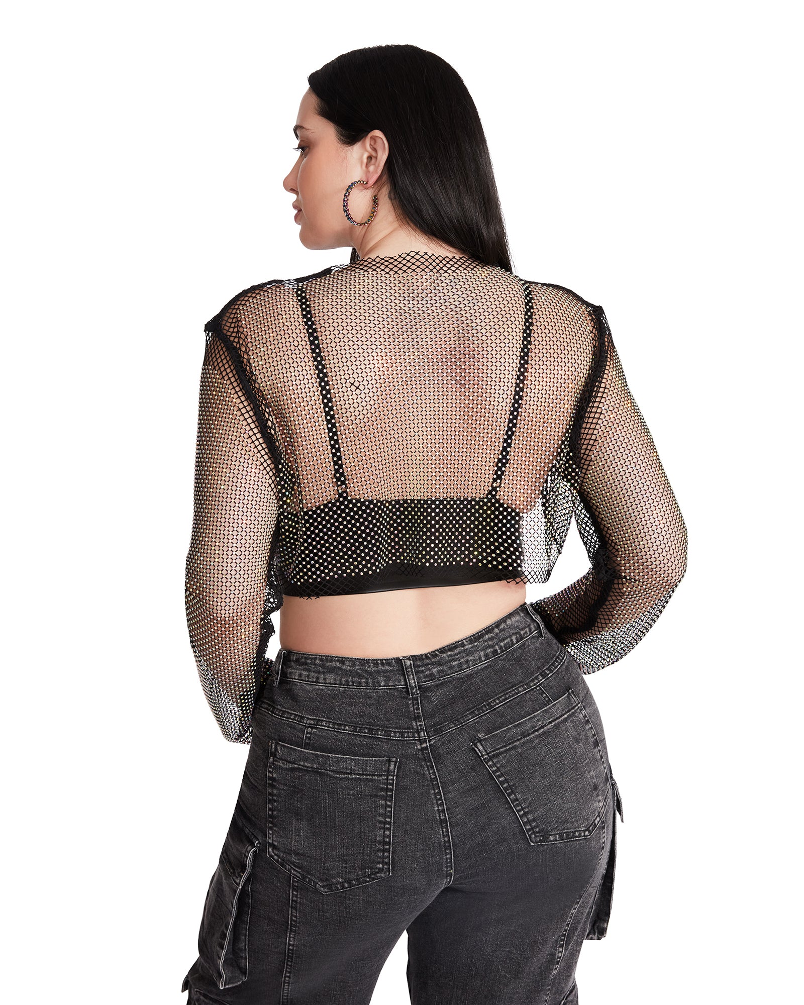 MESH RHINESTONE BOLERO BLACK