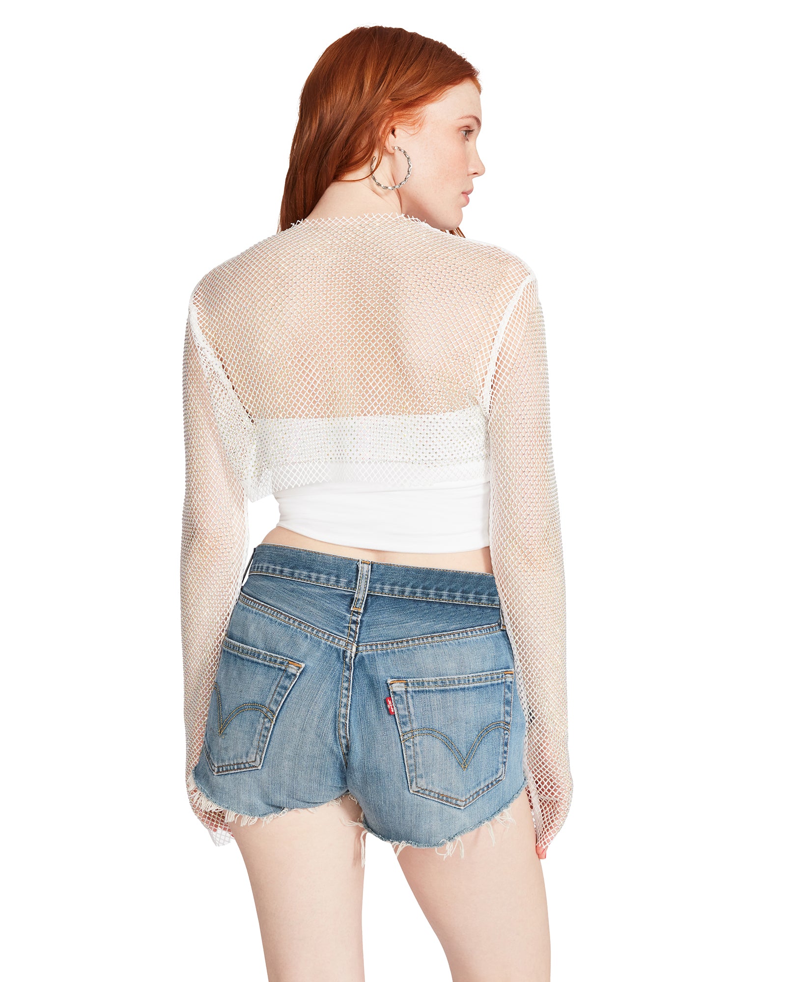 MESH RHINESTONE BOLERO WHITE