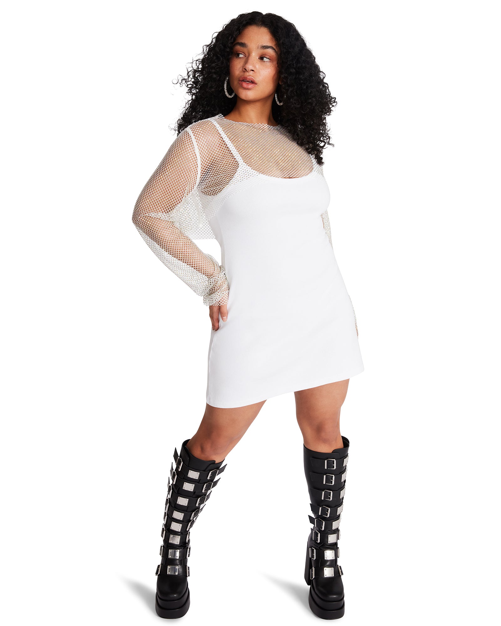 MESH RHINESTONE BOLERO WHITE