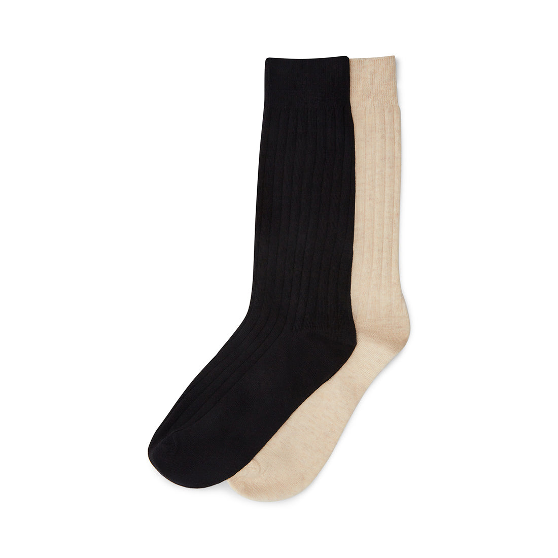 RIBBED CREW SOCKS BLACK/TAN