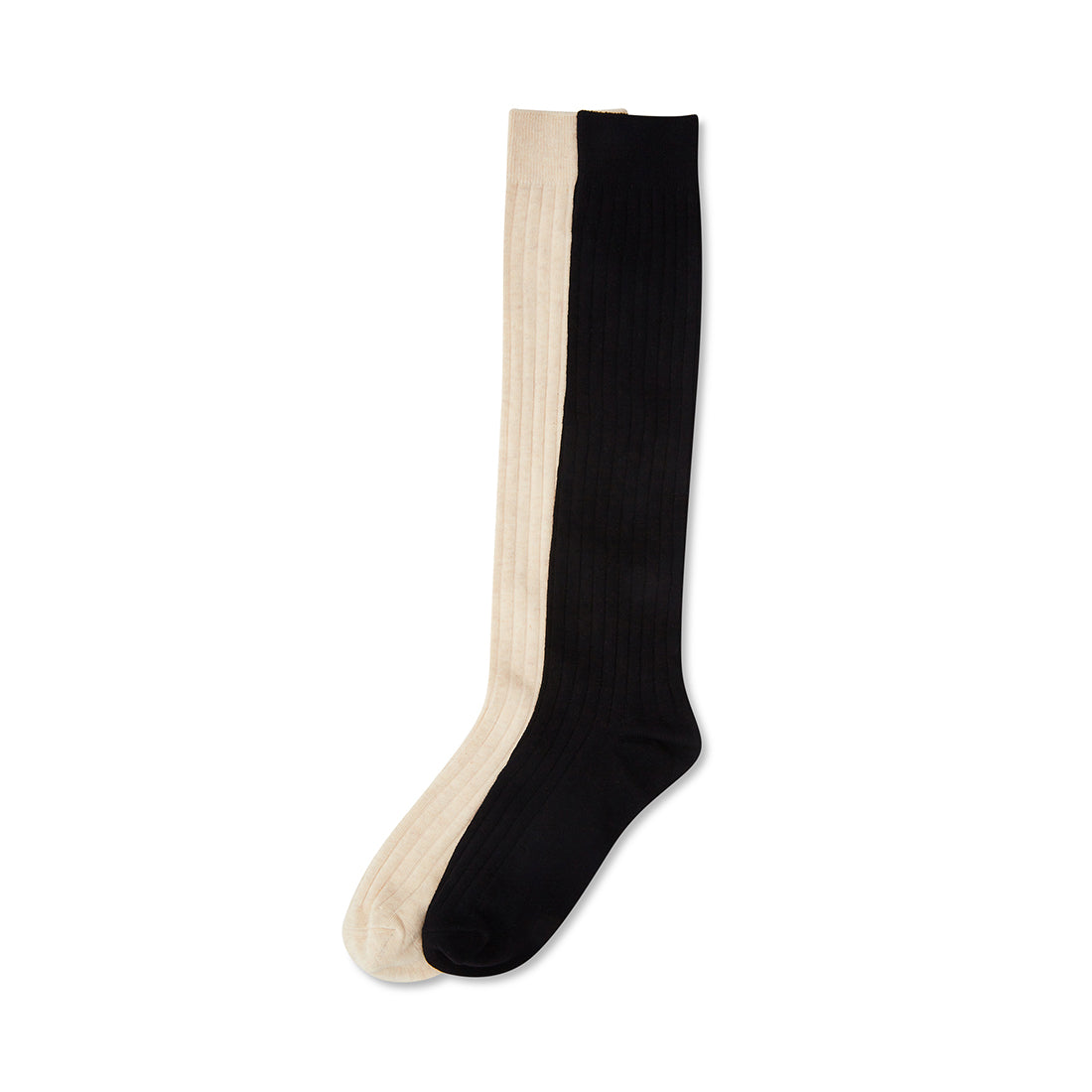 RIBBED KNEE HIGH SOCKS BLACK/TAN