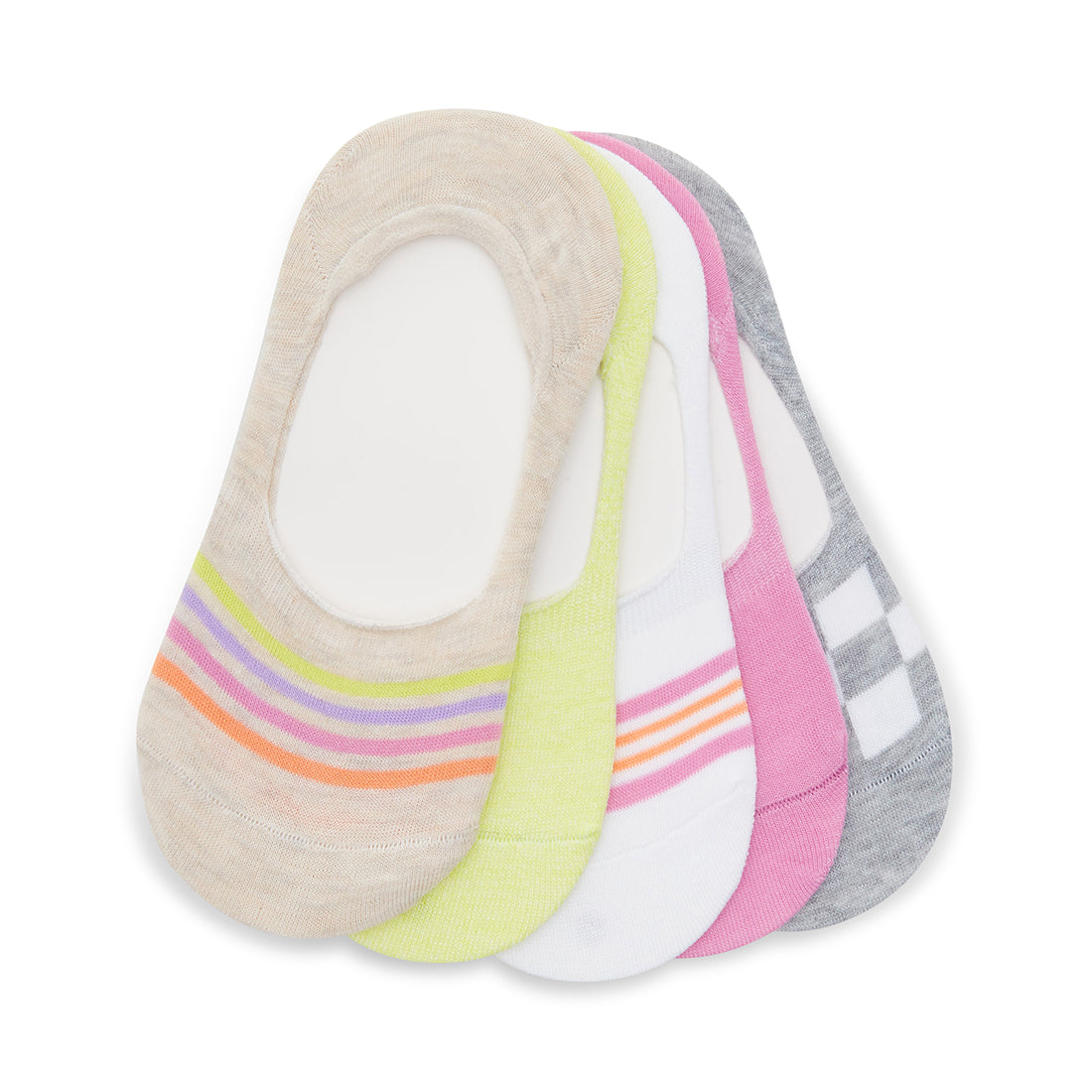 STRIPE AND CHECKER SOCKS NATURAL MULTI