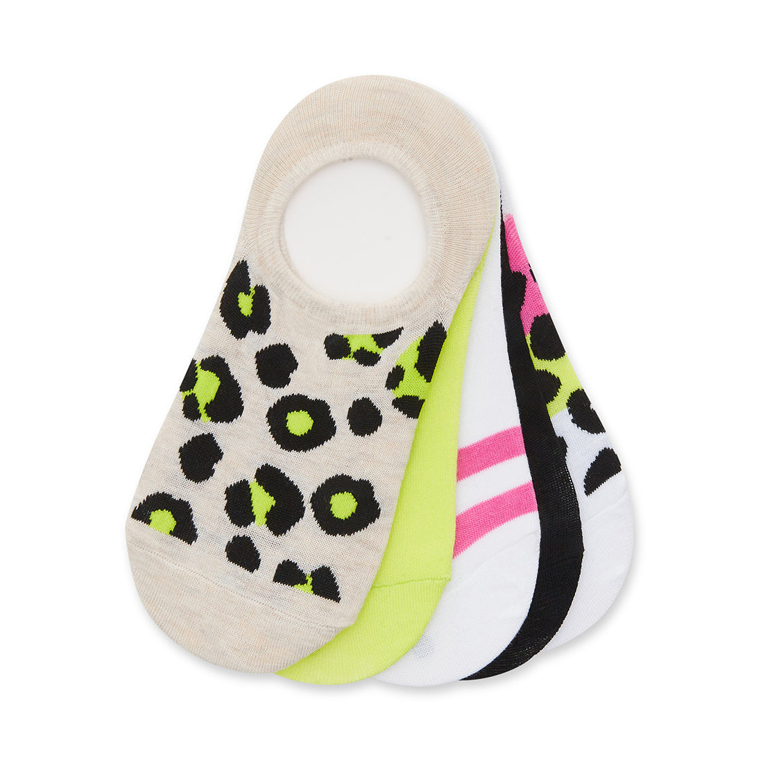 LEOPARD PRINT SNEAKER SOCKS NATURAL MULTI