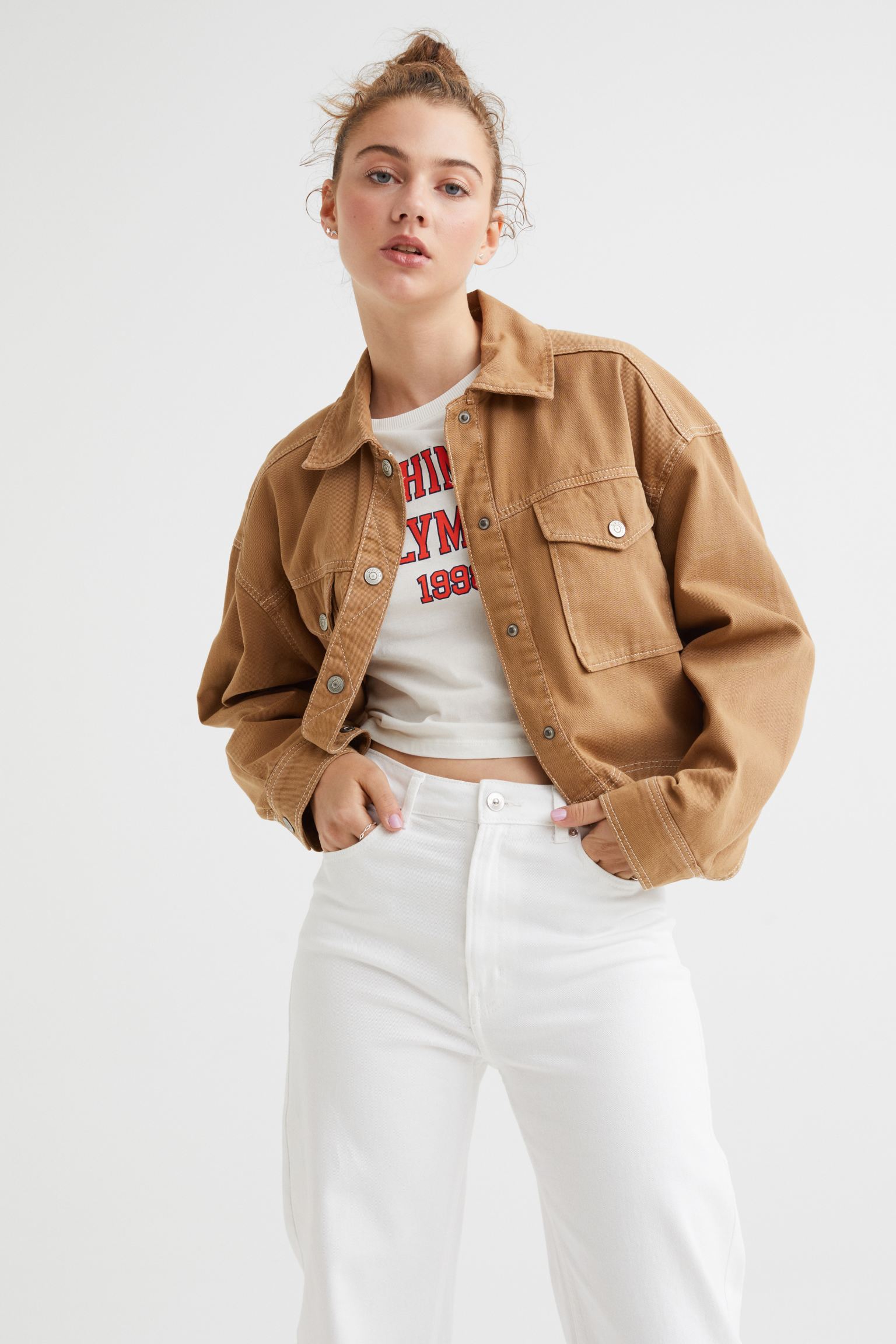 Cropped twill jacket